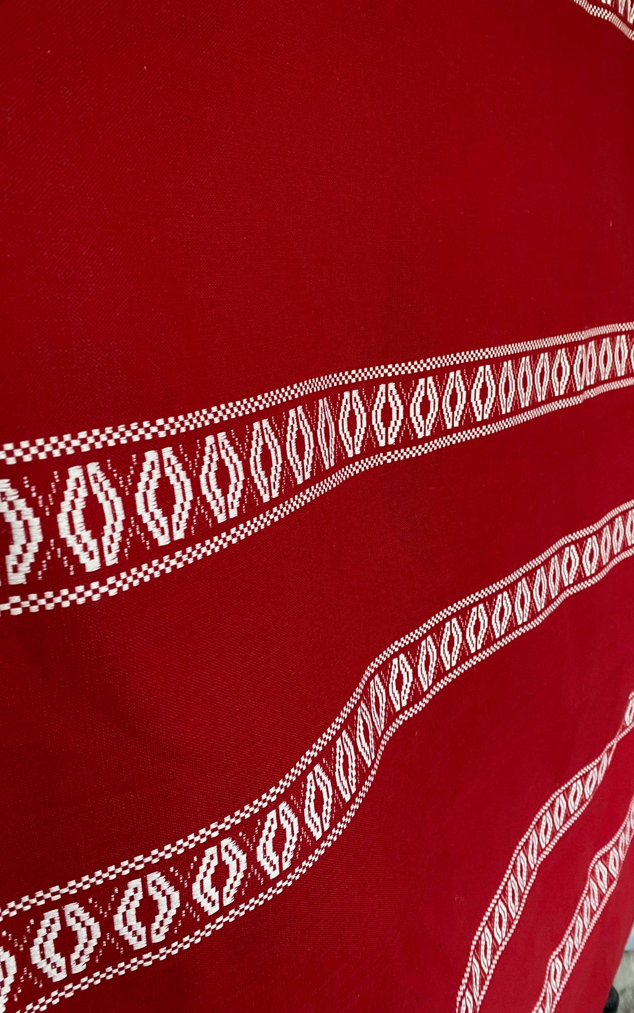 Large Red and White Vintage Danish Table Cloth