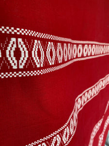 Large Red and White Vintage Danish Table Cloth