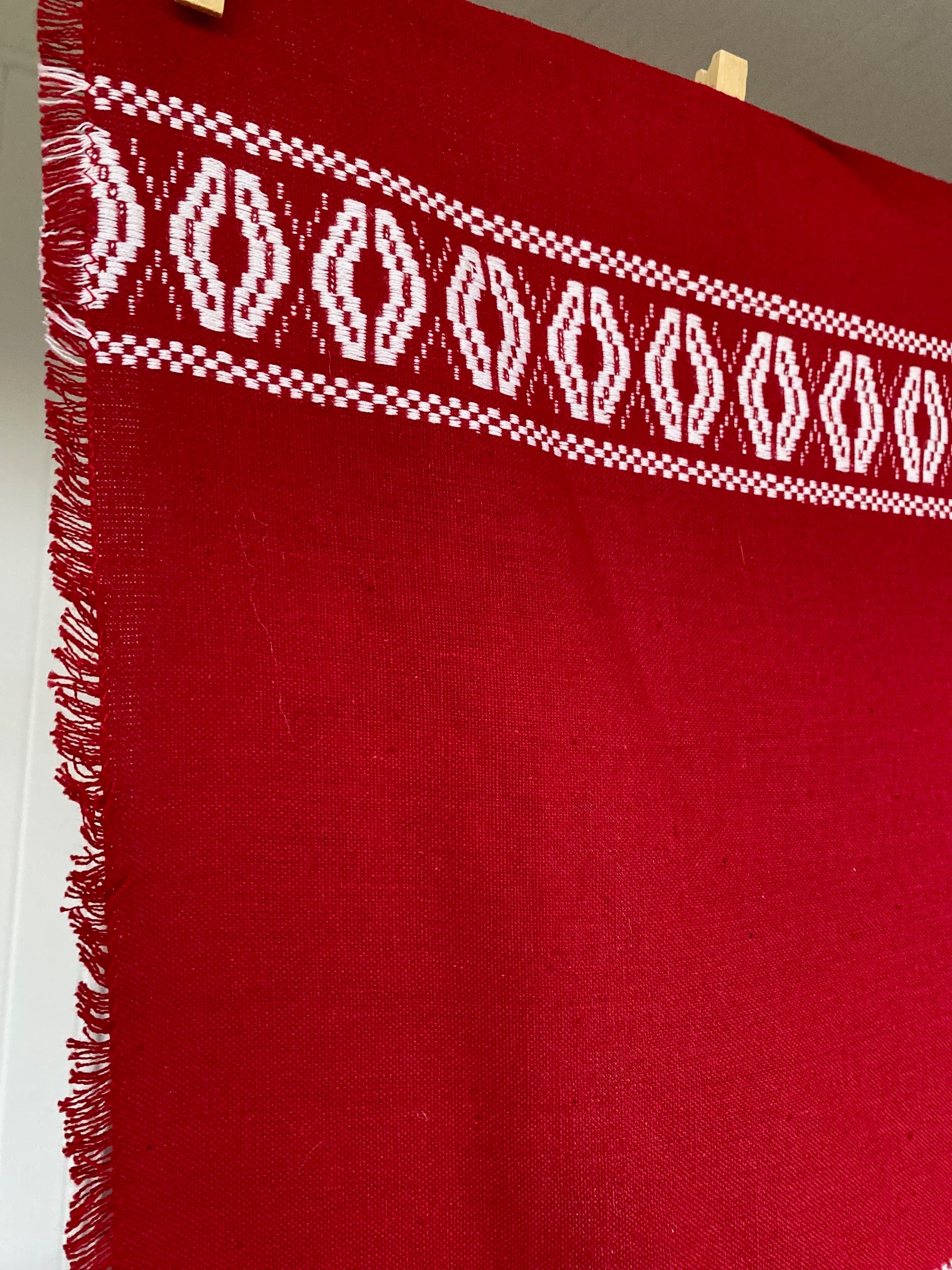Large Red and White Vintage Danish Table Cloth