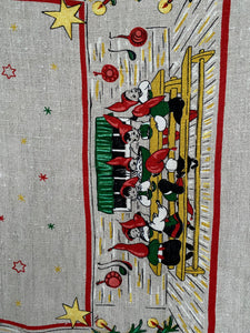 Sweet Vintage Scandinavian Table Cloth with Elves at Dinner