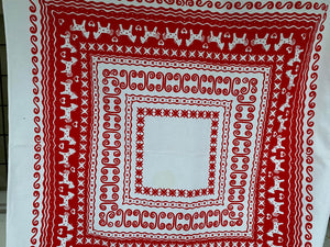 Traditional Scandinavian Dala Horses and Hearts Christmas Table Cloth