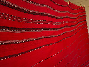 Large Hand Woven Red with Stripes Table Cloth