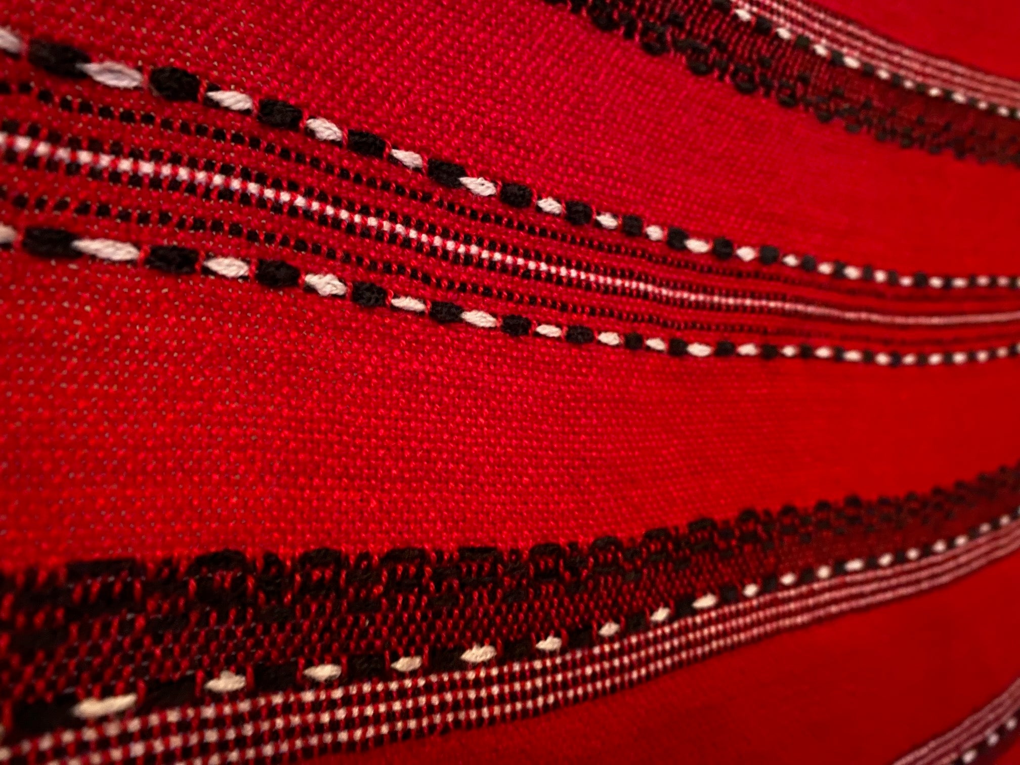 Large Hand Woven Red with Stripes Table Cloth