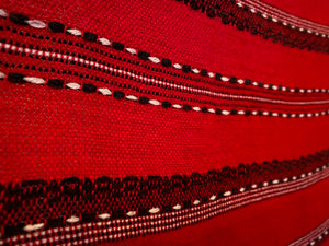 Large Hand Woven Red with Stripes Table Cloth