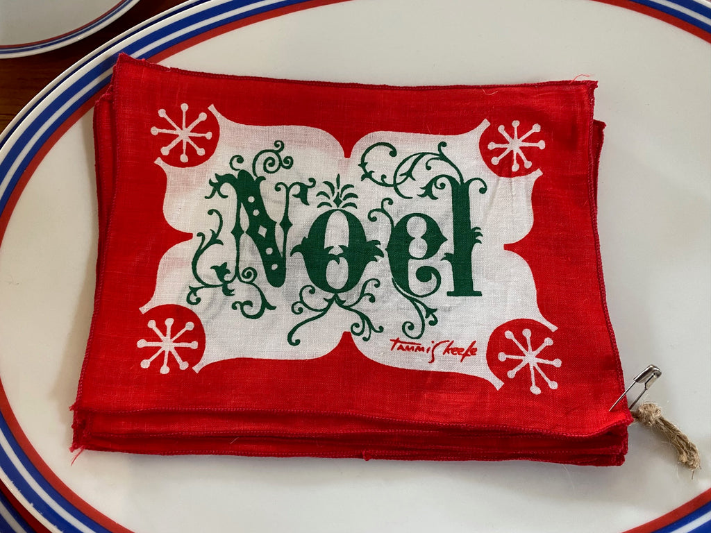 Set of 8  Tammis Keefe Noel Napkins- Cook Street Vintage