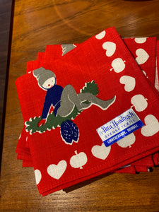 Red Linen Festive Napkins, Svensk Textiles