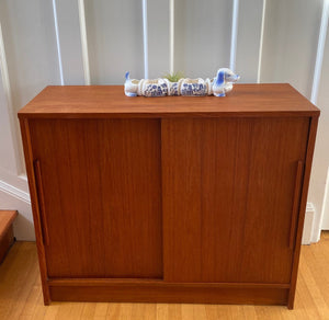 Vintage teak cabinet with sliding doors- Cook Street Vintage