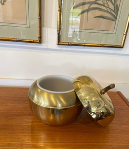 MCM Gold Apple vintage Champagne & Ice Bucket with  lid off- Cook Street Vintage