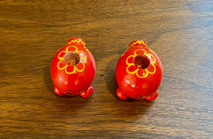 Swedish Painted Wood Pig Candle Holders- Cook Street Vintage