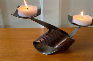 Ferart Artisan Modern Etched Metal Candle Holder- Cook Street Vintage