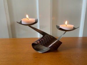 Ferart Artisan Modern Etched Metal Candle Holder- Cook Street Vintage