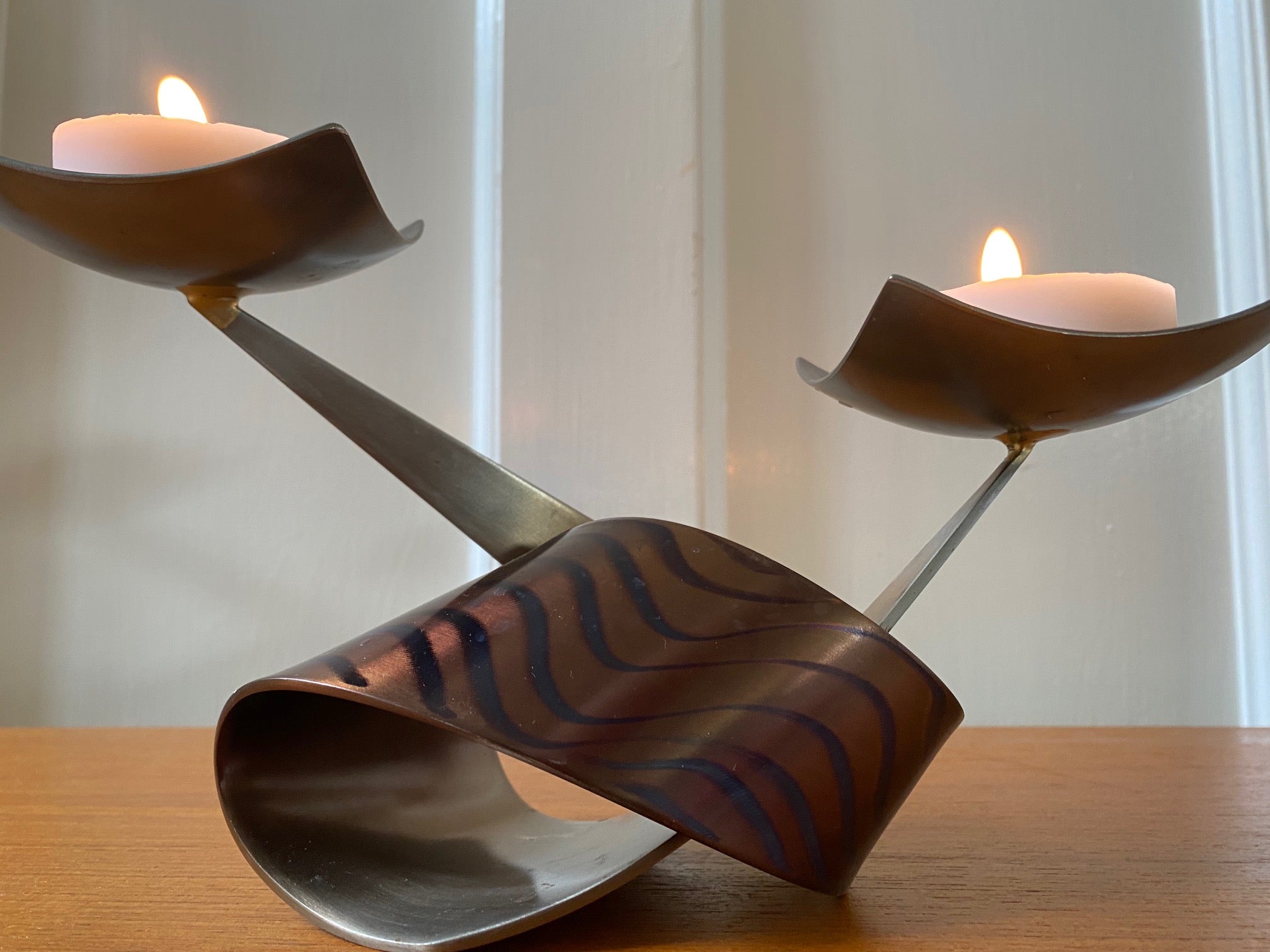 Ferart Artisan Modern Etched Metal Candle Holder- Cook Street Vintage