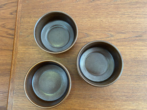 Top View of 3 Wedgewood MCM Brown Pennine Bowls- Cook Street Vintage