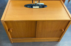 Vintage Teak Vinyl Cabinet with Sliding Doors- Cook Street Vintage