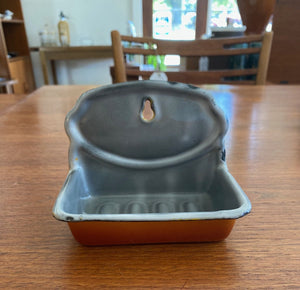 Vintage orange and grey metal soap dish-Cook Street Vintage