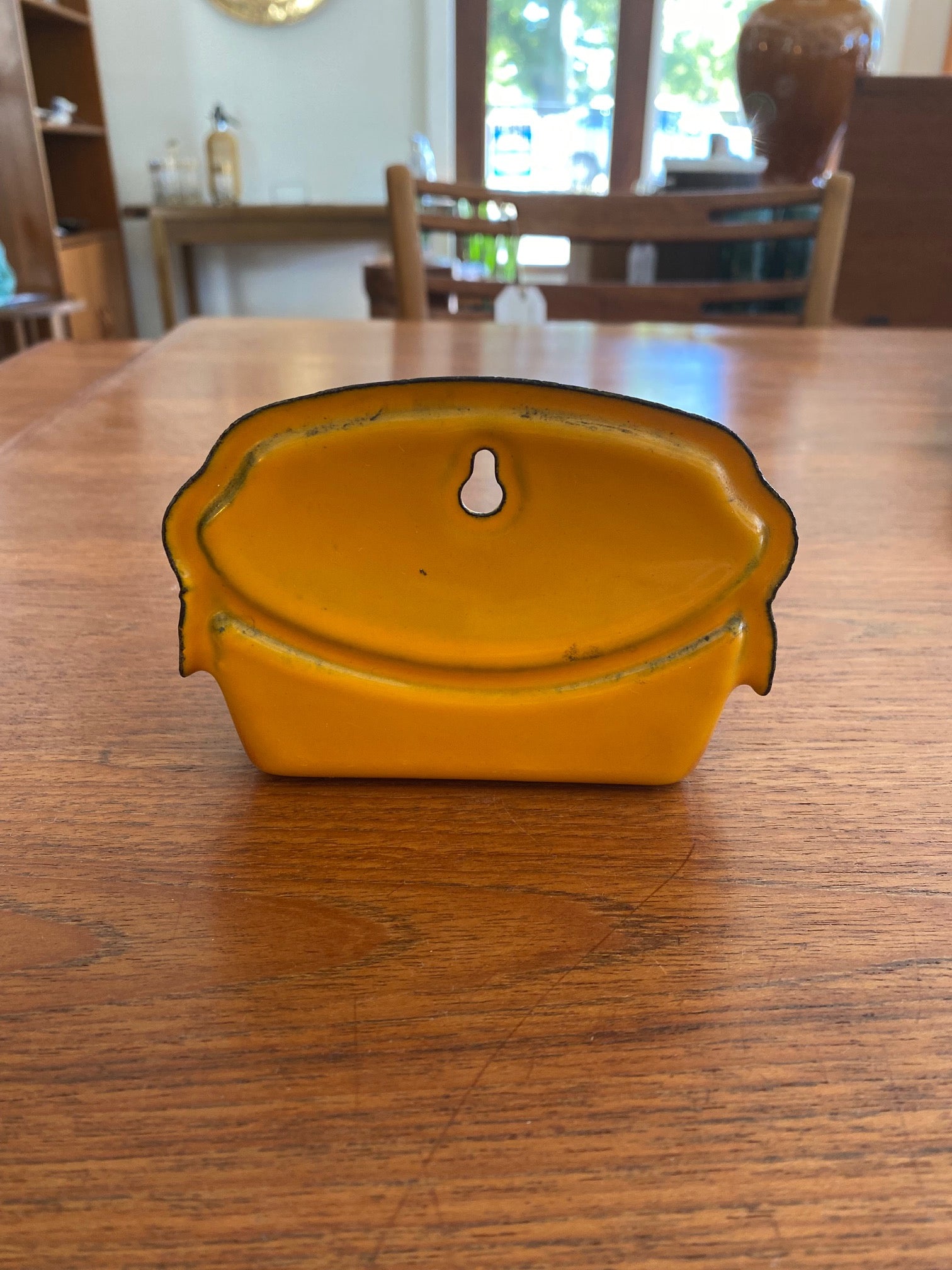 Vintage orange and grey metal soap dish- Cook Street Vintage