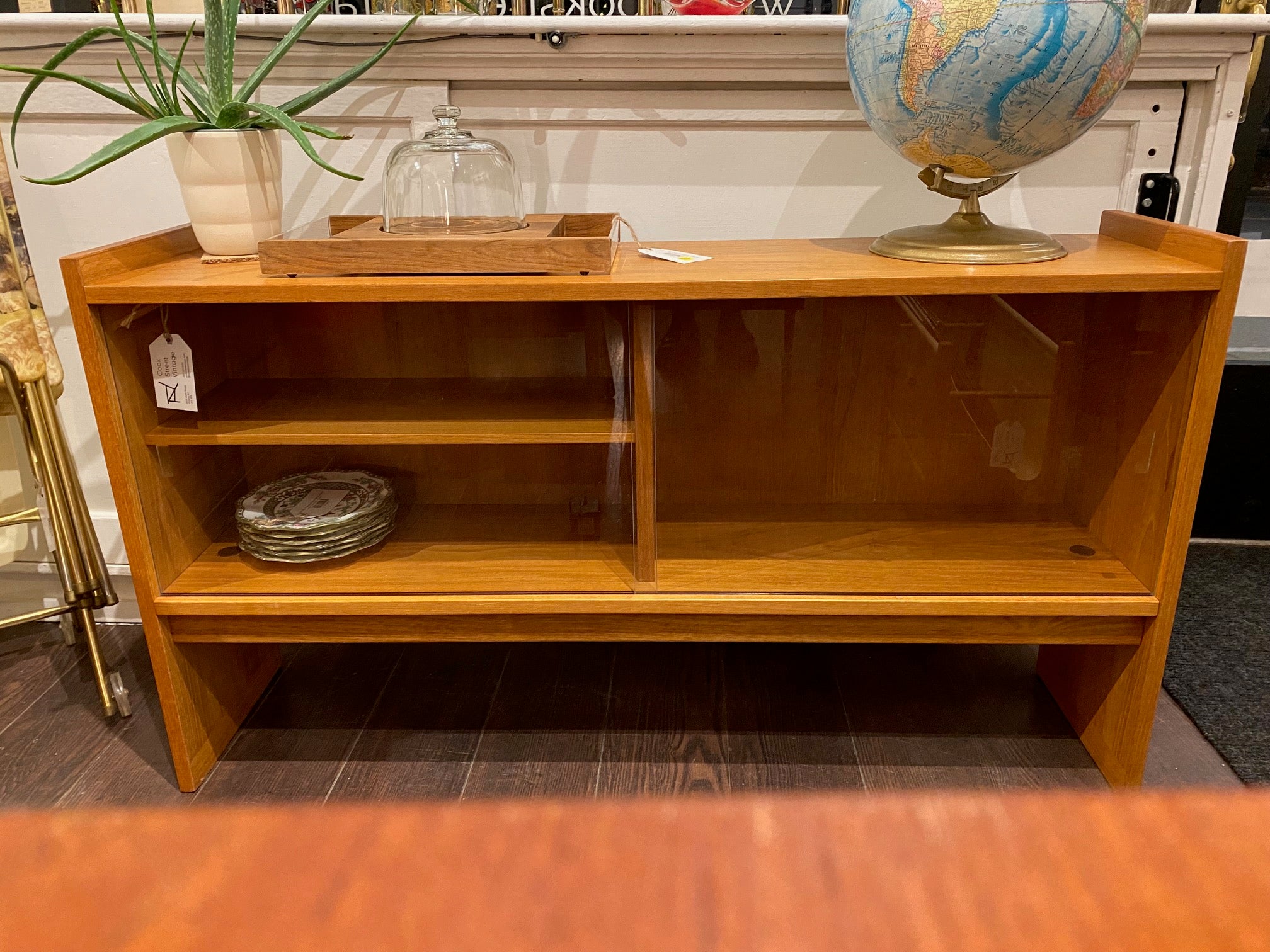 Teak Cabinet with Sliding Glass Doors