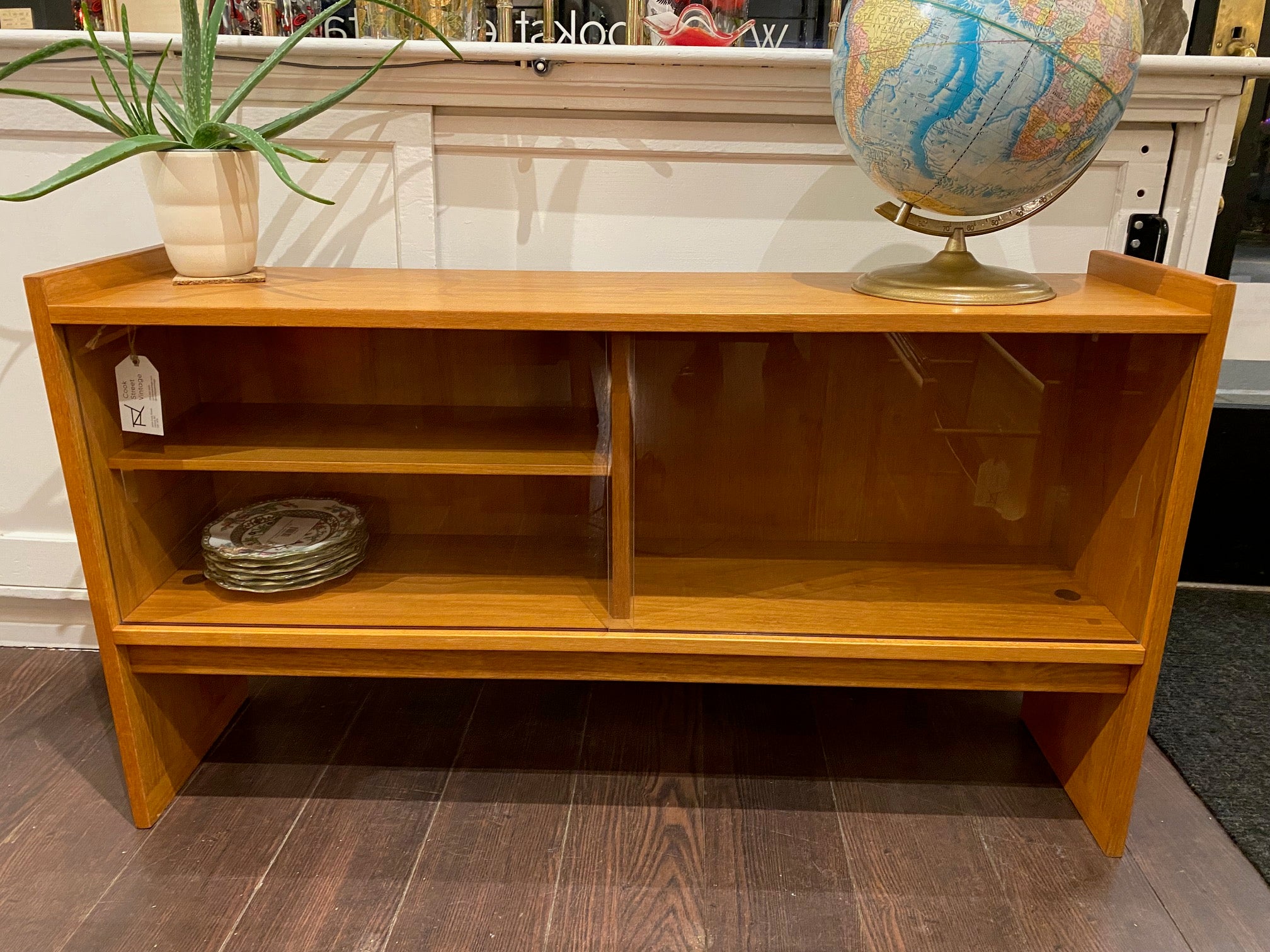 Teak Cabinet with Sliding Glass Doors