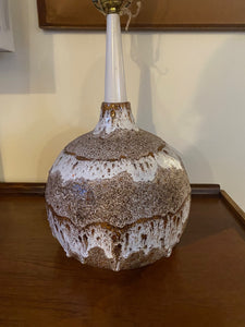 Brown & White Maurice Chalvignac Drip Glaze Lamp- Cook Street Vintage