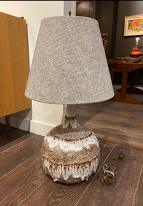 Brown & White Maurice Chalvignac Drip Glaze Lamp- Cook Street Vintage