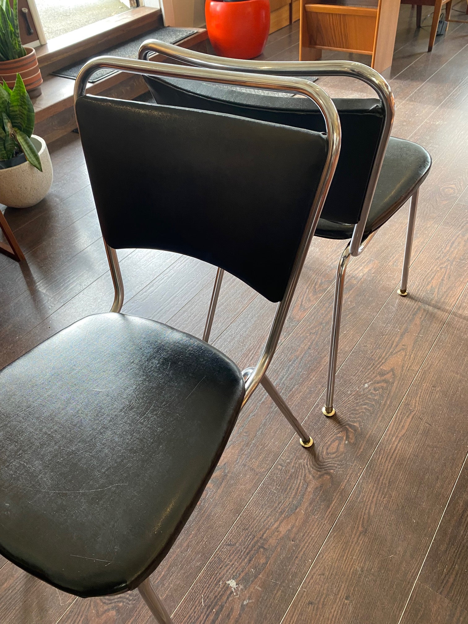 Set of 4 Chrome and Vinyl Chairs