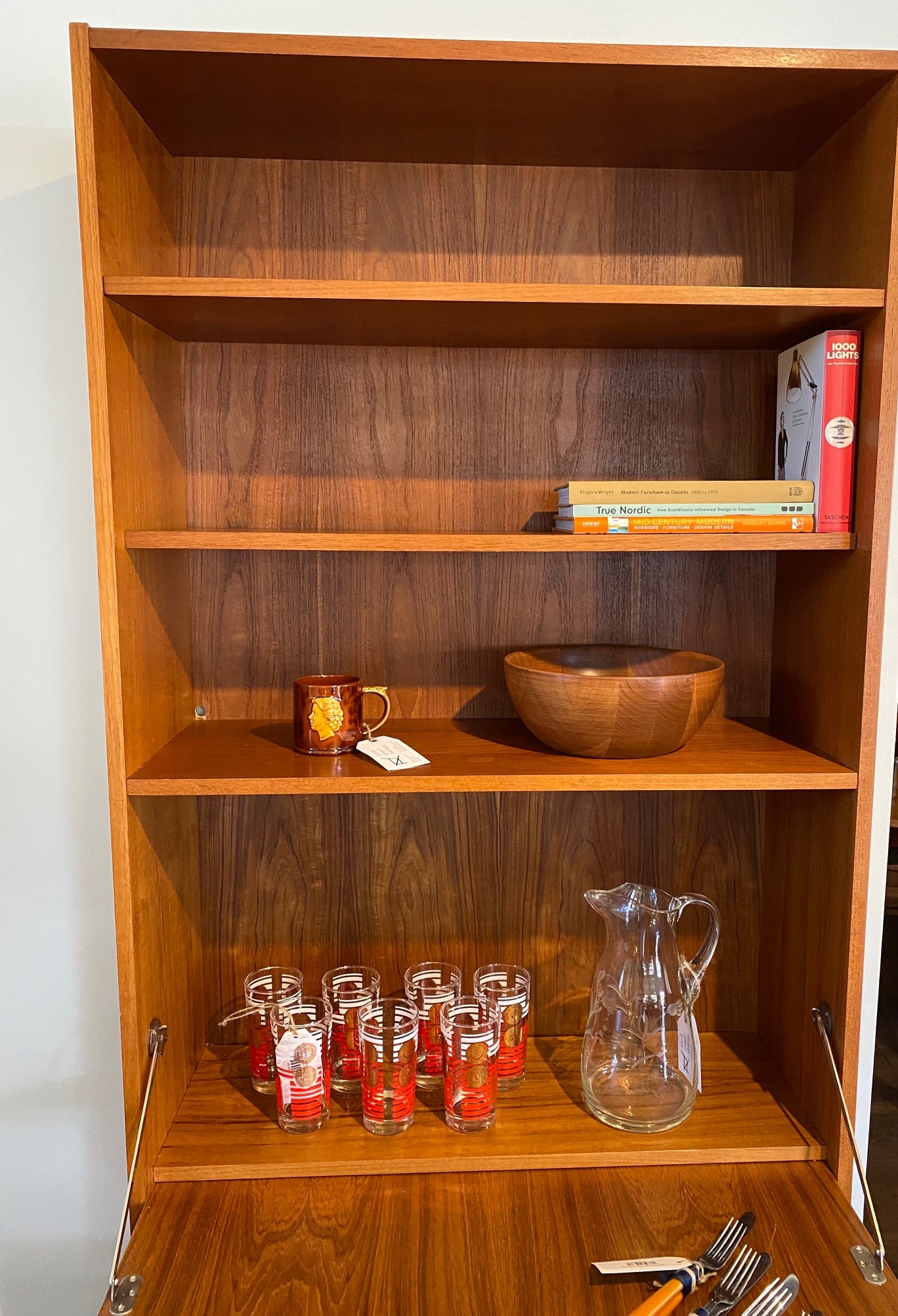 Upper shelves of Danish teak shelf- Cook Street Vintage