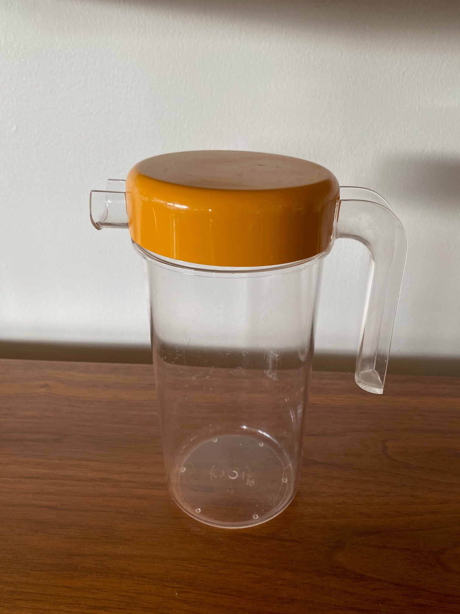 Vintage 1970s Andre Morin Clear Jug with Opaque Yellow Lid- Cook Street Vintage