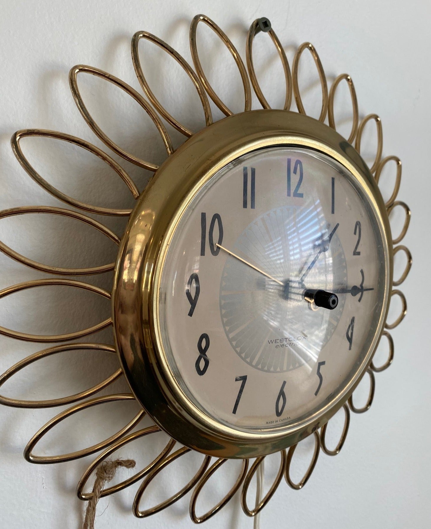 Gold Metal Sunflower Westclox Frill Electric Clock- Cook Street Vintage