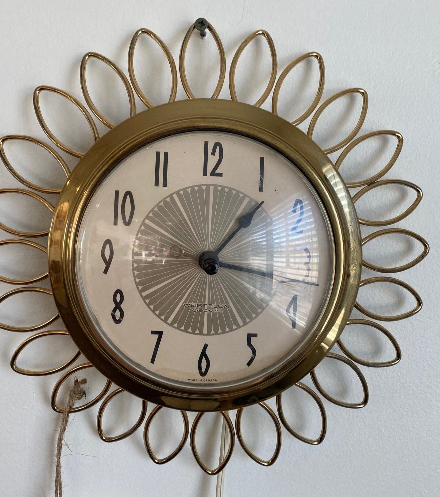Gold Metal Sunflower Westclox Frill Electric Clock- Cook Street Vintage