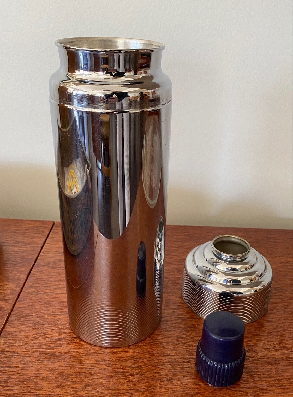 Rare Chase Blue Doric Art Deco Cocktail Shaker- Cook Street Vintage