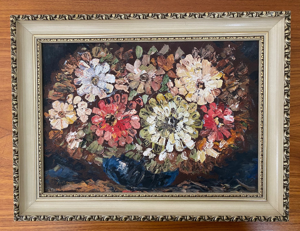 Zinnias by Anna Robertson 1972- Cook Street Vintage