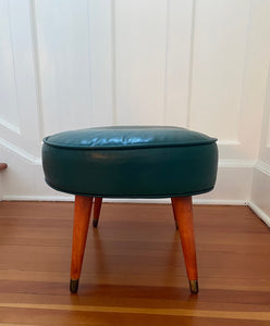 Vintage Kidney Shaped Footstool in Emerald Green=Cook Street Vintage