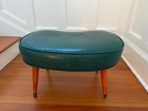 Vintage Kidney Shaped Footstool in Emerald Green=Cook Street Vintage