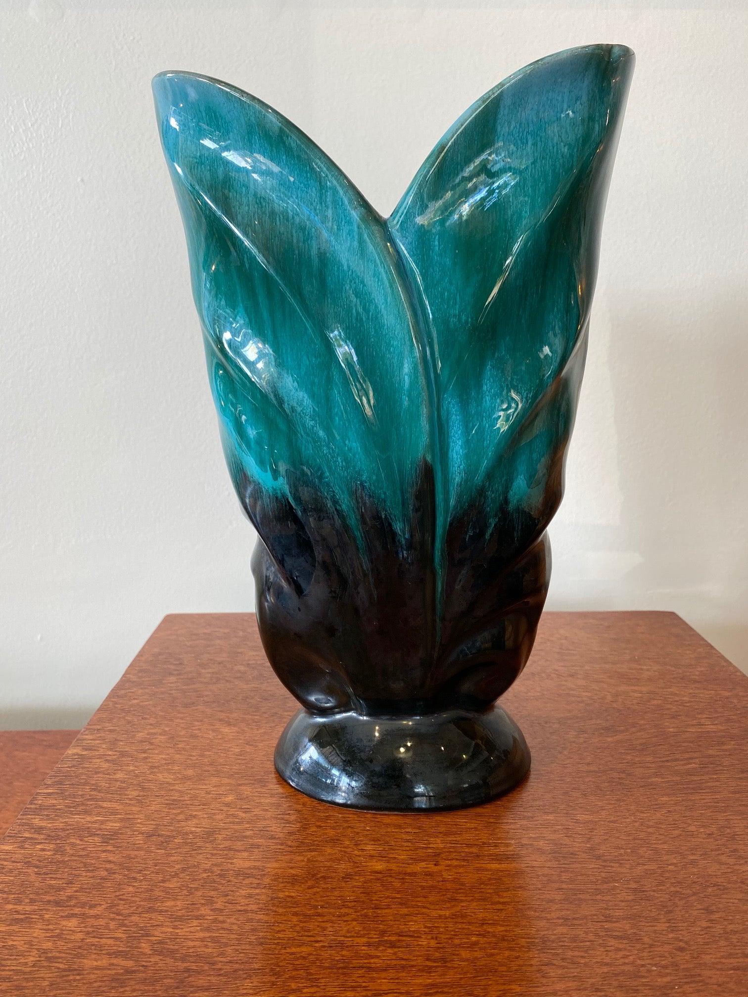 MCM Drip Glaze Fern Leaf Vase in teh style of Blue Mountain Pottery- Cook Street Vintage