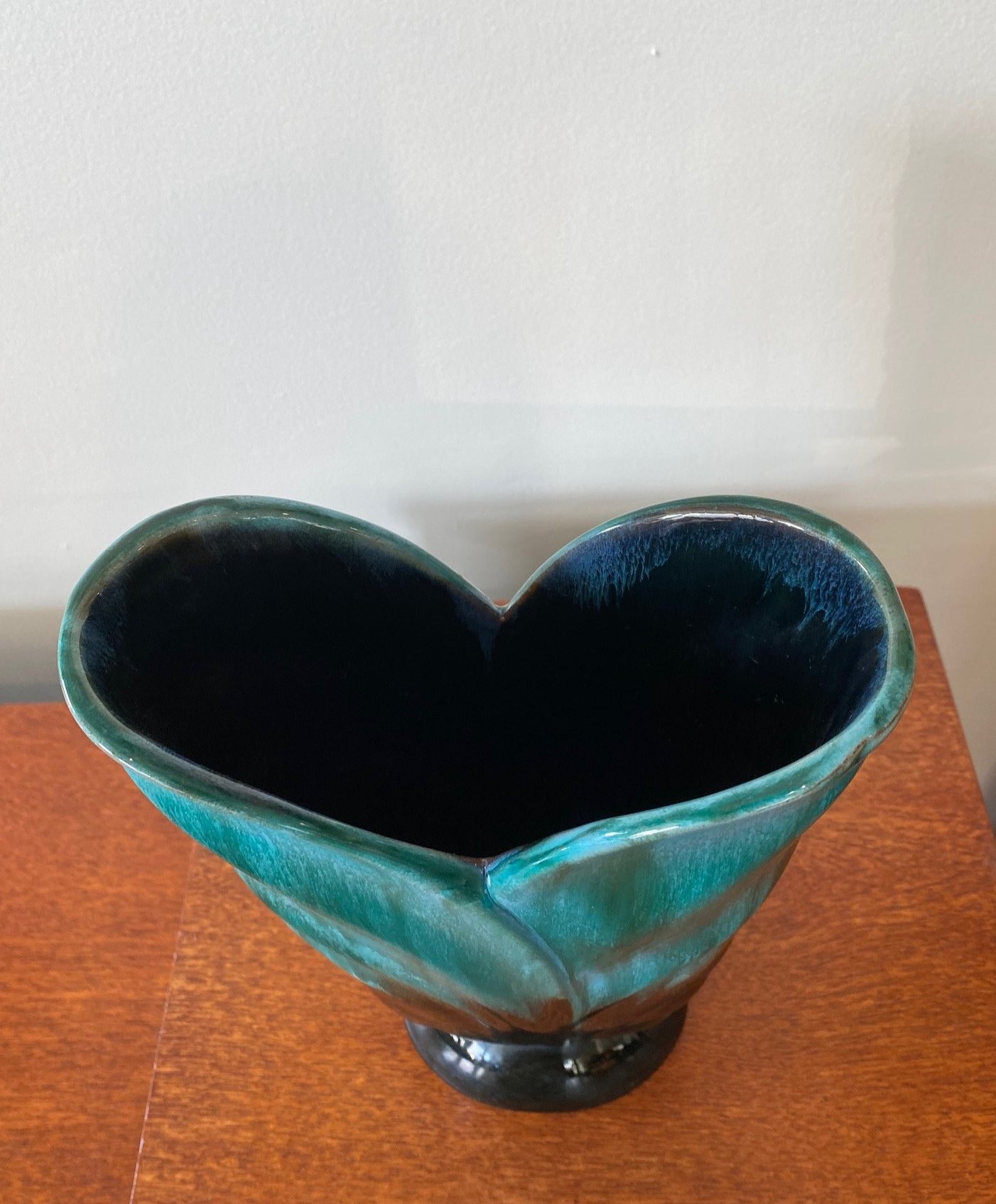 Mouth of MCM Drip Glaze fern leaf vase-Cook Street Vintage
