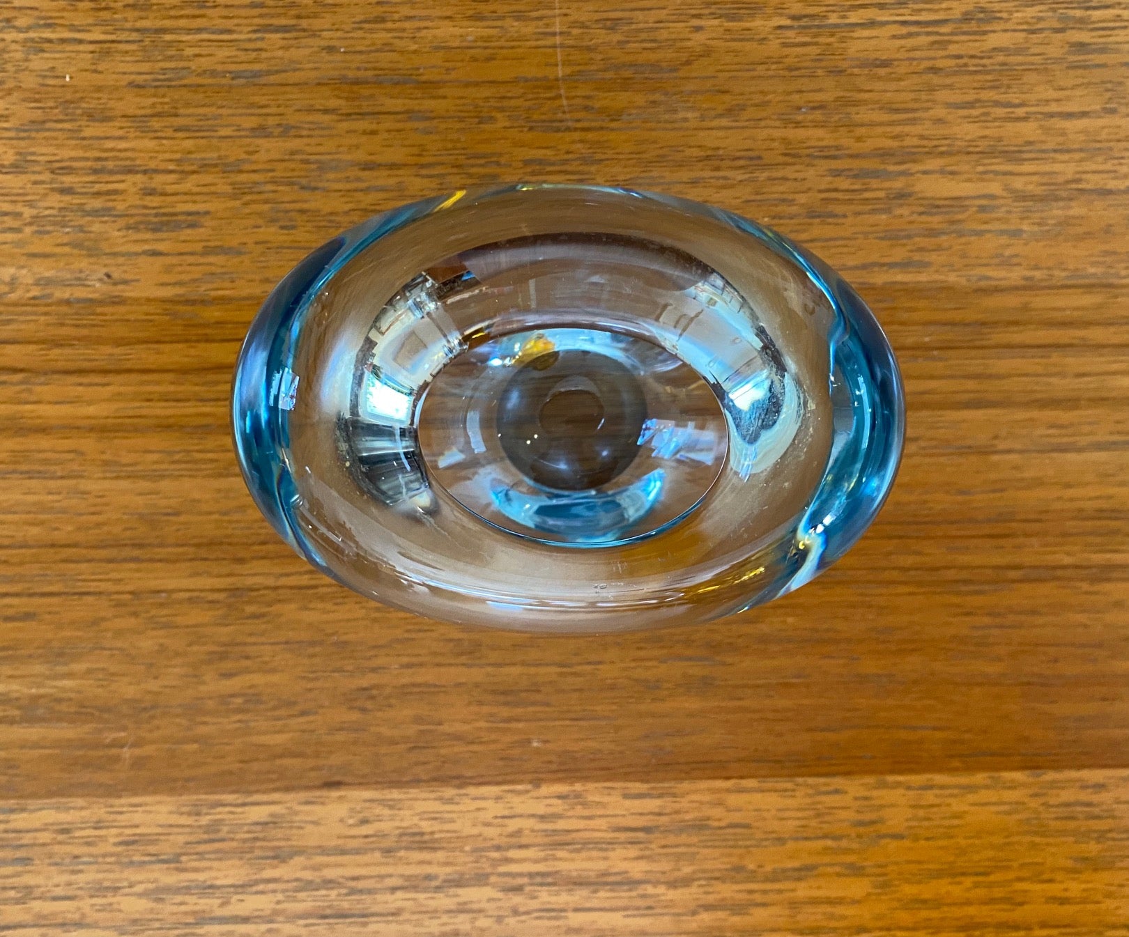 Top of Small Vintage Tinted Glass Heart Shaped Vase- Cook Street Vintage