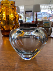 Small Vintage Tinted Glass Heart Shaped Vase- Cook Street Vintage