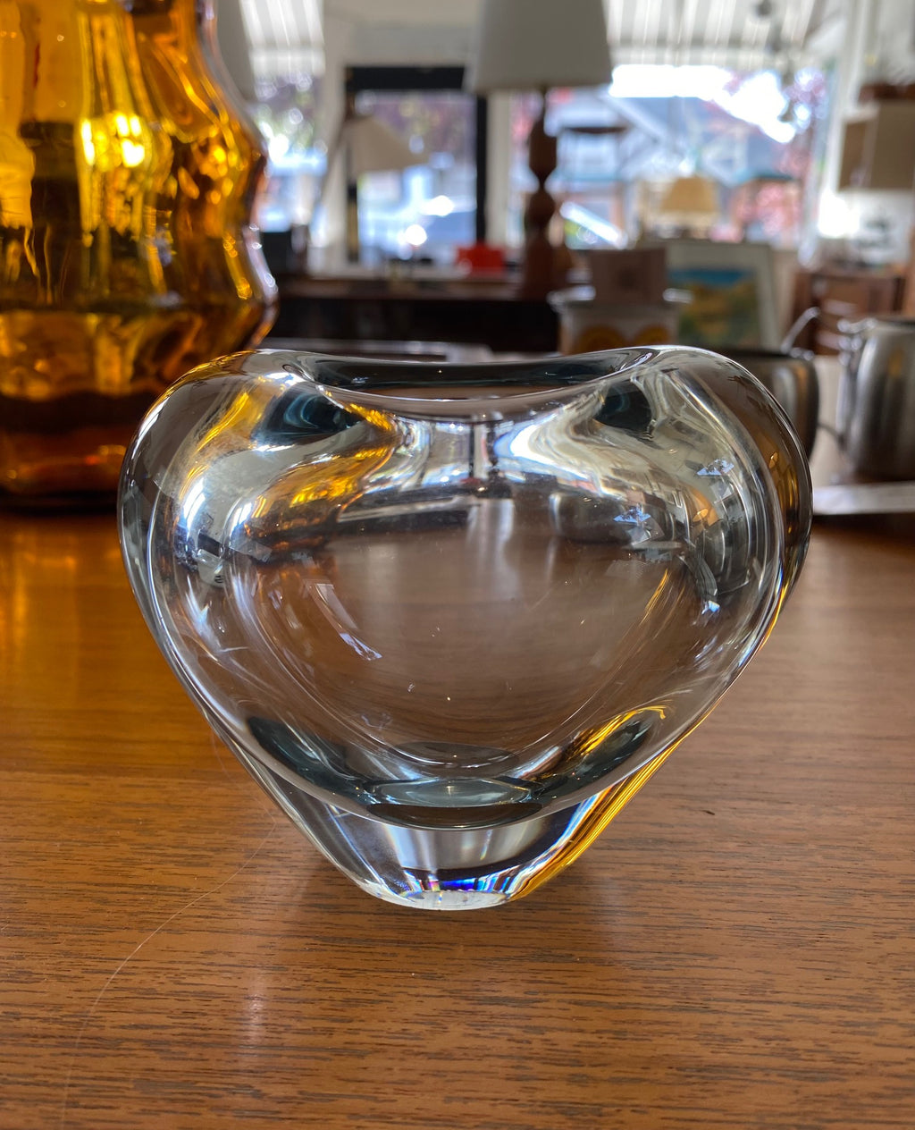 Small Vintage Tinted Glass Heart Shaped Vase- Cook Street Vintage