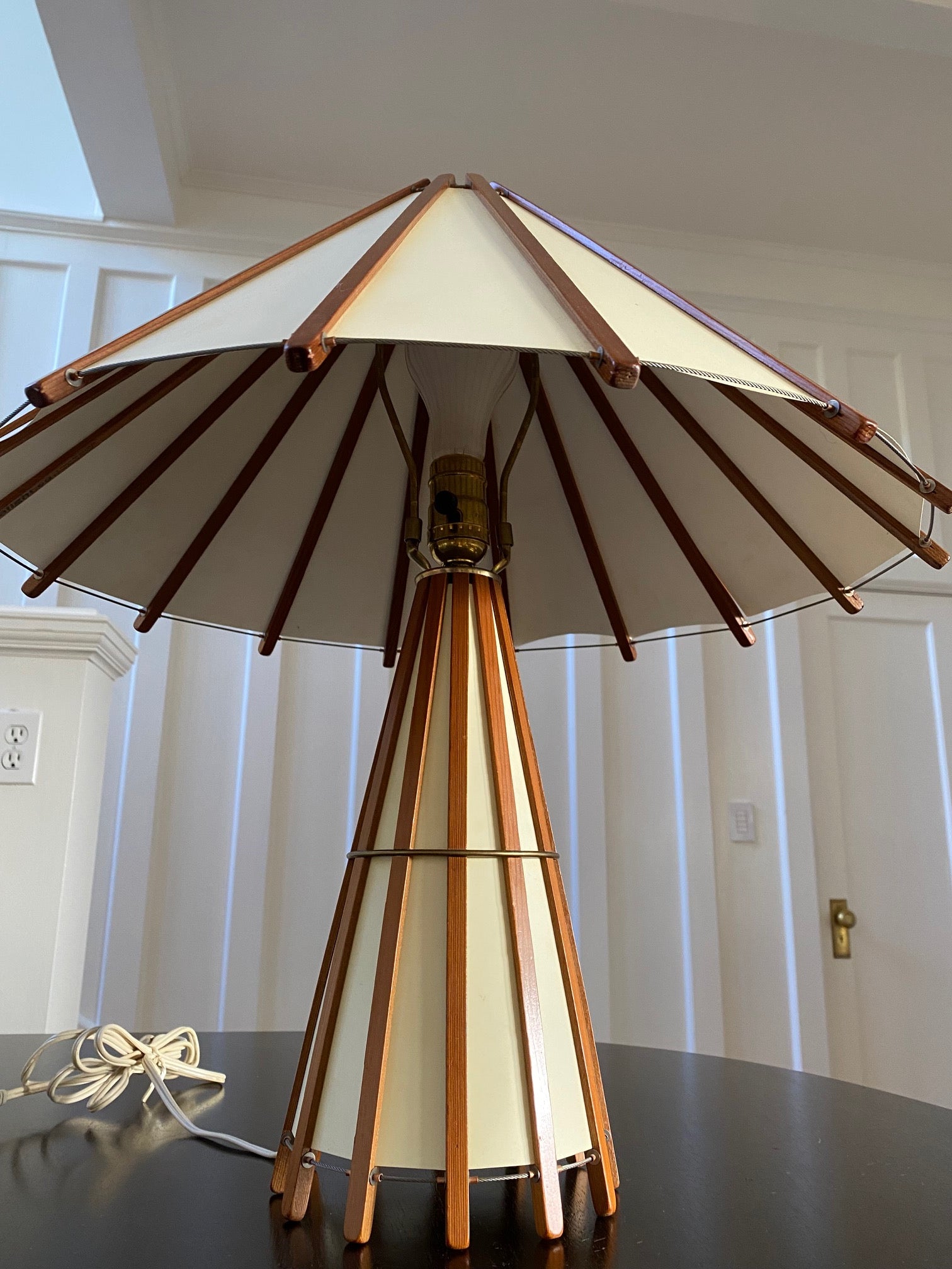 Vintage Spindled Table Lamp with Wire Cable- Cook Street Vintage