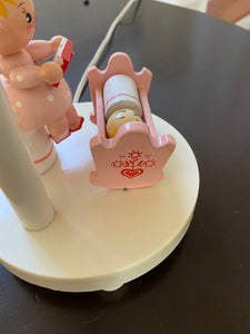 Side view of pink cradle of MCM nursery lamp- Cook Street Vintage
