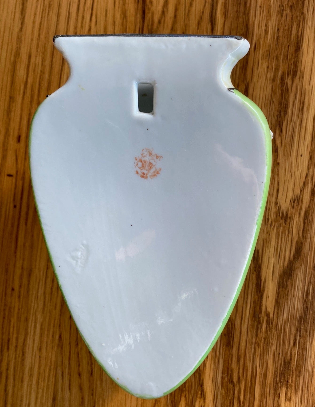 Back side of Green vintage Japanese Pocket Vase- Cook Street Vintage