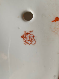 Stamp on back of Bright Orange Japanese Pocket Vase with Exotic Bird- Cook Street Vintage