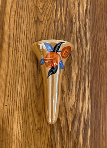 Noritake Peach Art Deco Lusterware Pocket Wall Vase- Cook Street Vintage