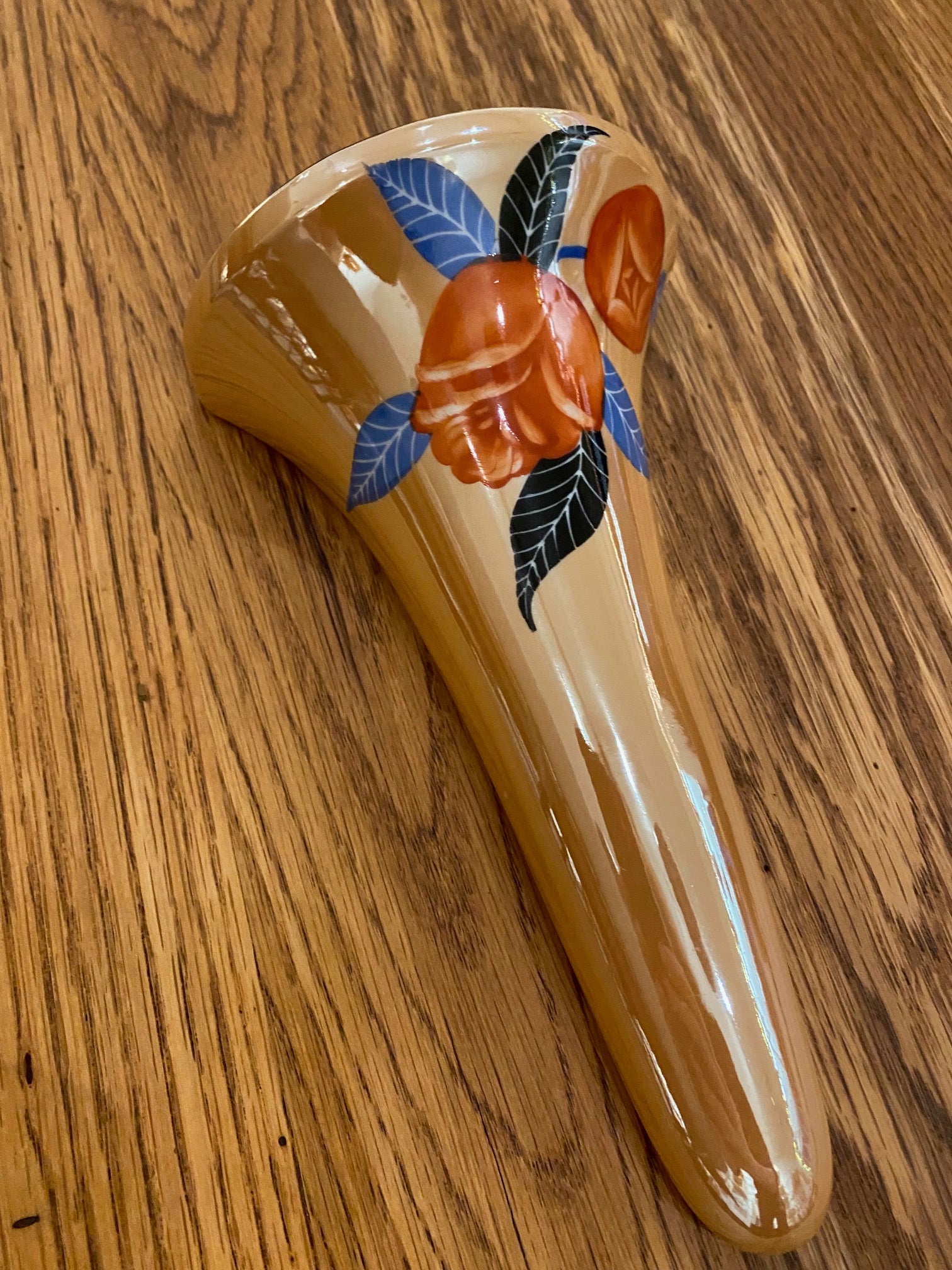 Noritake Peach Art Deco Lusterware Pocket Wall Vase- Cook Street Vintage