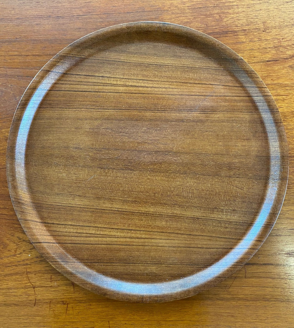 Large vintage round teak tray- Cook Street Vintage