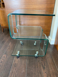Modern design tempered glass side table- Cook Street Vintage