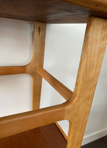 Detail of leg under reclaimed mahogany side table- Cook Street Vintage