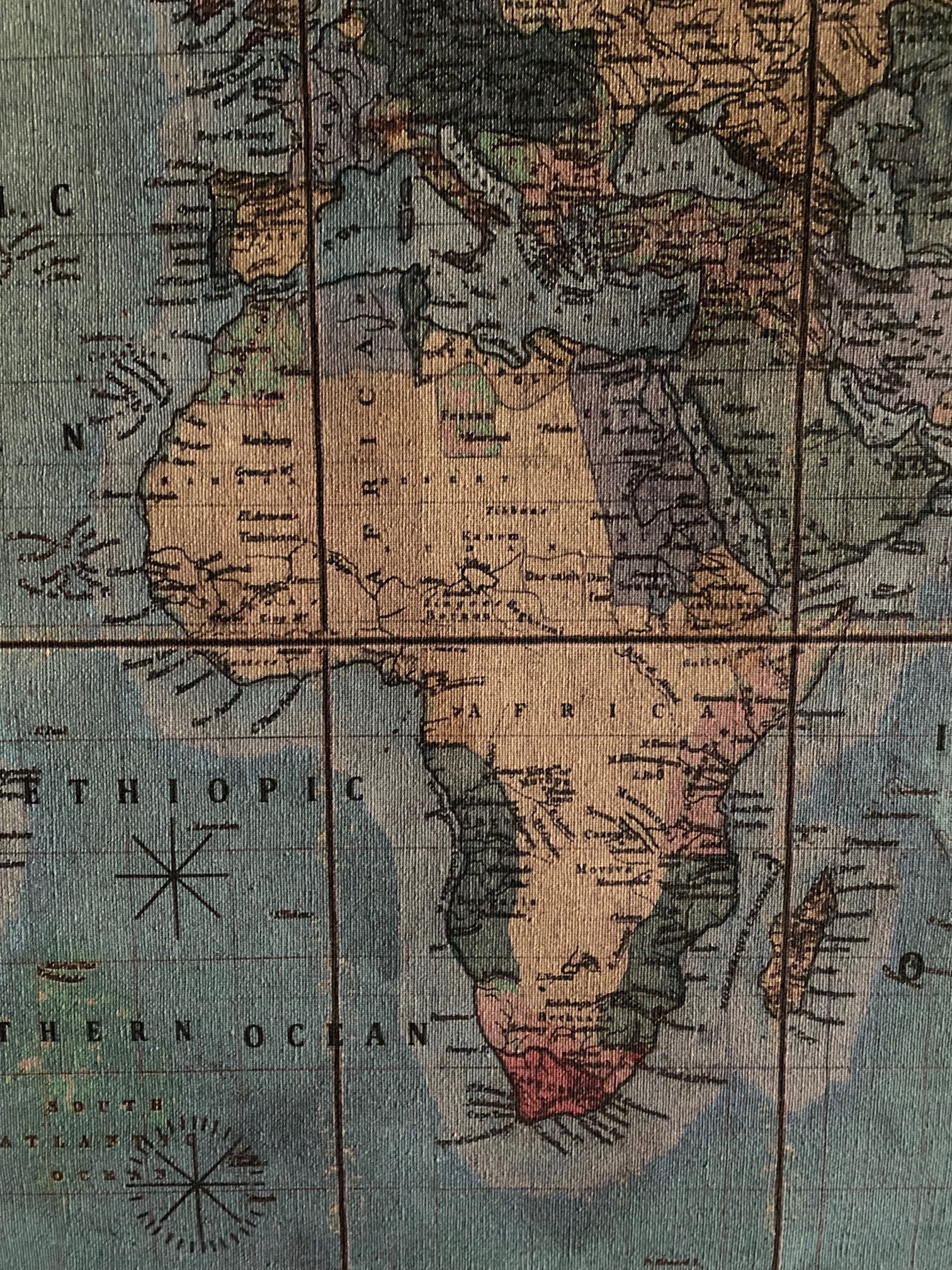 Vintage Fabric Map of the World