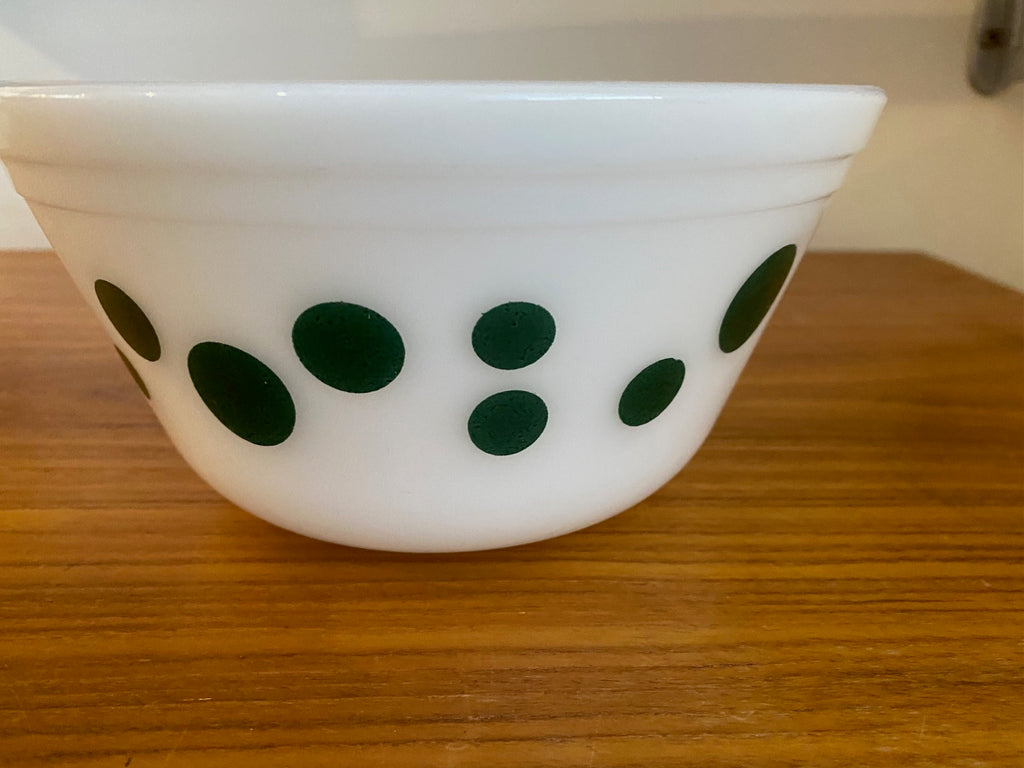 Federal Glass Polka Green Dot Bowl- Cook Street Vintage