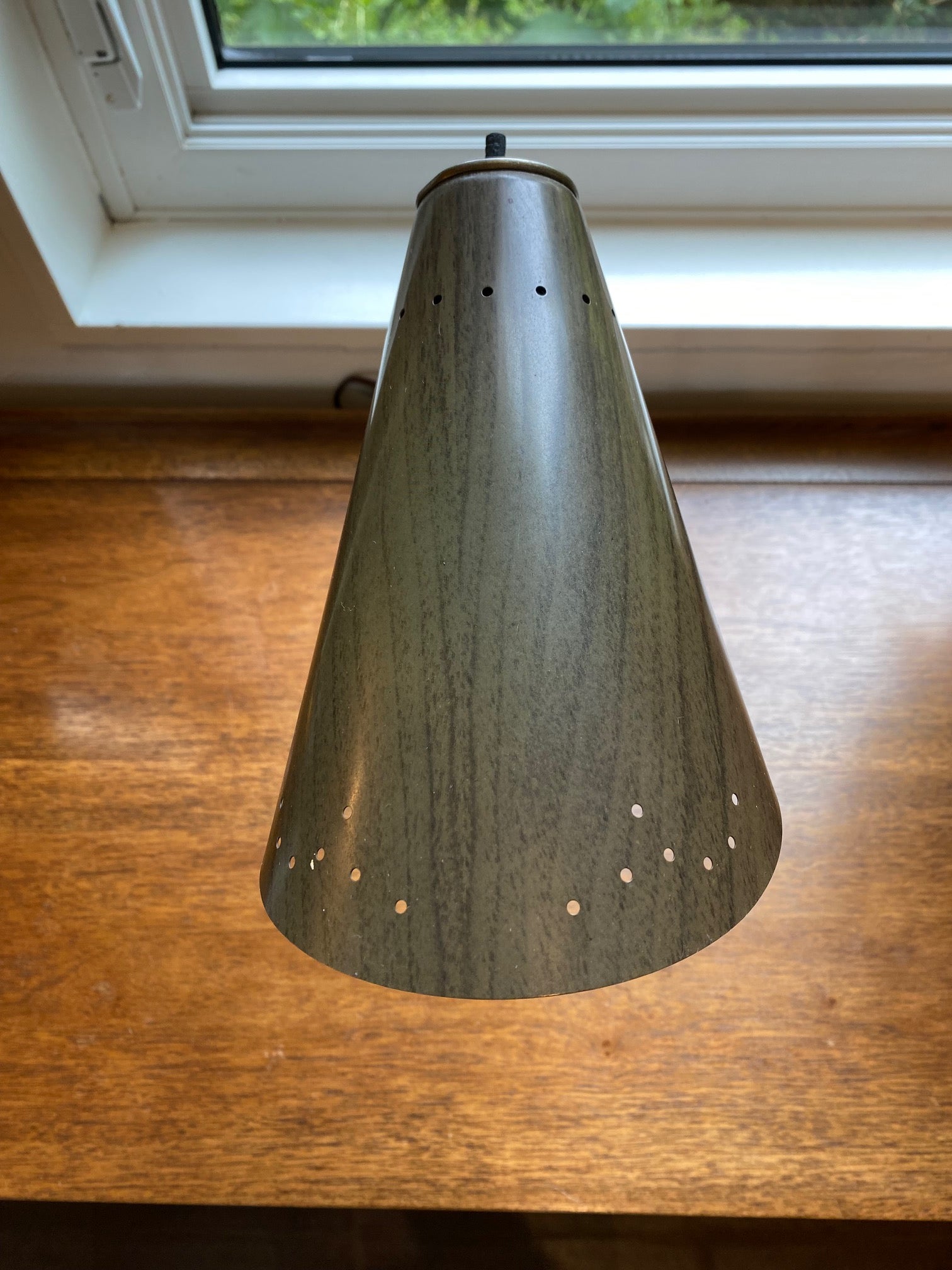Small Vintage Gooseneck Desk Lamp with Faux Wood Finish